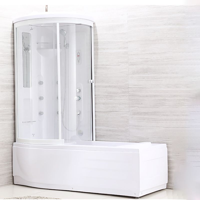 White Round Tub & Shower Kit Clear Tempered Glass Tub & Shower Kit Clearhalo 'Bathroom Remodel & Bathroom Fixtures' 'Home Improvement' 'home_improvement' 'home_improvement_shower_stalls_enclosures' 'Shower Stalls & Enclosures' 'shower_stalls_enclosures' 'Showers & Bathtubs' 1200x1200_fde40539-29fb-46ba-86db-5432f7ebaa4c