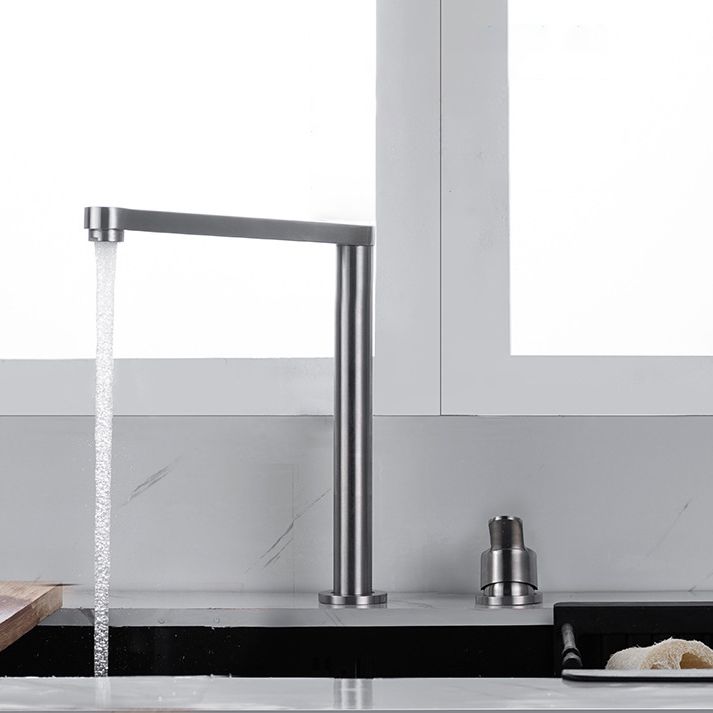 Modern Stainless Steel Kitchen Faucet with Single Handle Lead Free Faucet Clearhalo 'Home Improvement' 'home_improvement' 'home_improvement_kitchen_faucets' 'Kitchen Faucets' 'Kitchen Remodel & Kitchen Fixtures' 'Kitchen Sinks & Faucet Components' 'kitchen_faucets' 1200x1200_fdef3330-4b83-414b-b82e-b1422033d18a