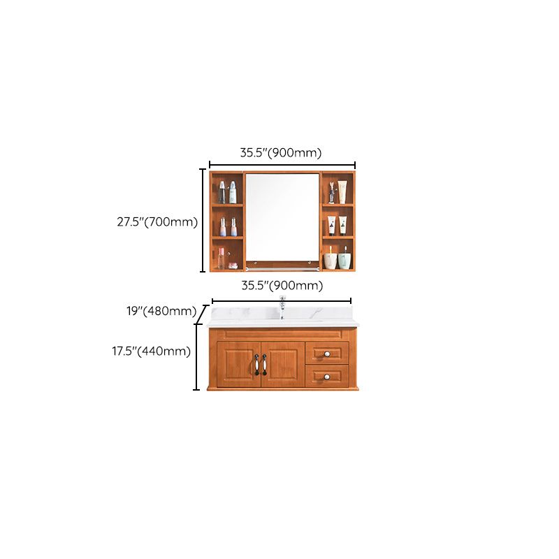 Mid Century Modern Sink Vanity Wood Wall Mount Bathroom Vanity with Mirror Clearhalo 'Bathroom Remodel & Bathroom Fixtures' 'Bathroom Vanities' 'bathroom_vanities' 'Home Improvement' 'home_improvement' 'home_improvement_bathroom_vanities' 1200x1200_fdf03077-299a-4b30-8e67-8b8ea41d6f93