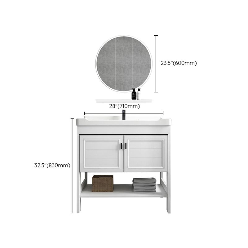 Modern Single Bath Vanity Freestanding White Metal Base Sink Vanity Clearhalo 'Bathroom Remodel & Bathroom Fixtures' 'Bathroom Vanities' 'bathroom_vanities' 'Home Improvement' 'home_improvement' 'home_improvement_bathroom_vanities' 1200x1200_fdf4190c-96e4-4b73-bc0c-fe32b9f0b224