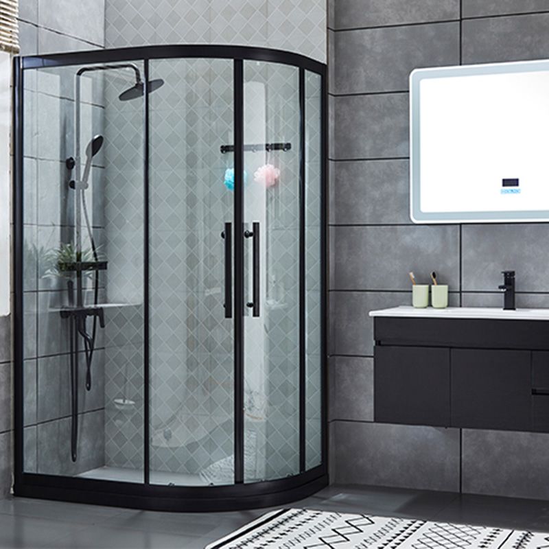 Framed Tempered Glass Shower Enclosure with Pedestal Half-Framed Shower Enclosure Clearhalo 'Bathroom Remodel & Bathroom Fixtures' 'Home Improvement' 'home_improvement' 'home_improvement_shower_stalls_enclosures' 'Shower Stalls & Enclosures' 'shower_stalls_enclosures' 'Showers & Bathtubs' 1200x1200_fe07dda4-7489-4670-bb5c-e214bd739616