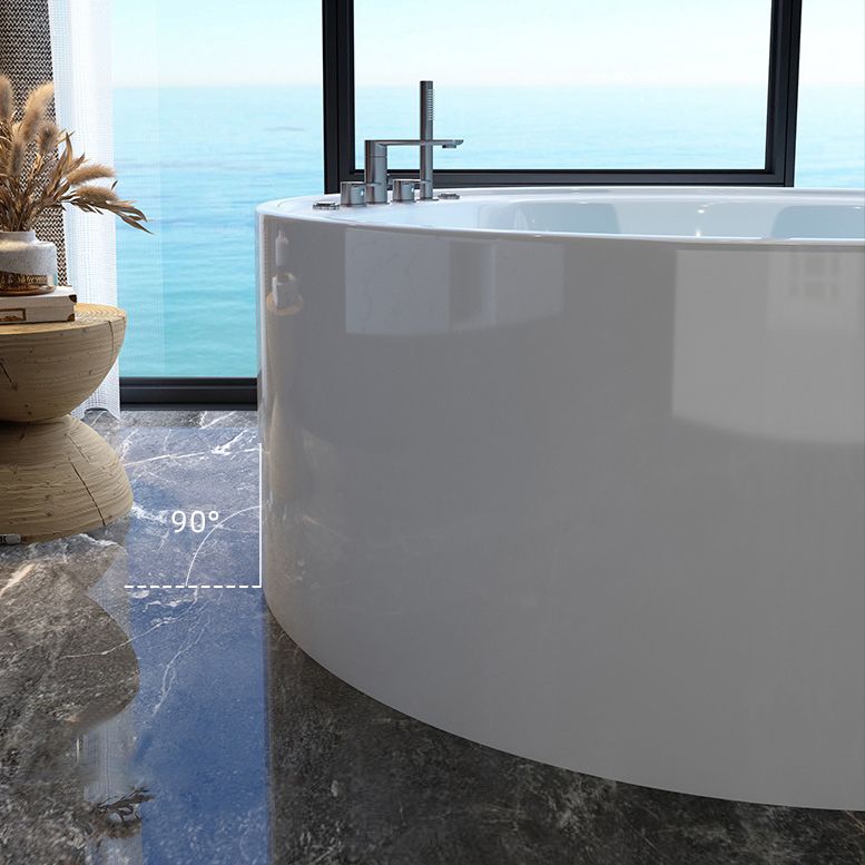 Acrylic Round Bath Tub Whirlpool Freestanding Bathtub with Tub Filler and Trim Kit Clearhalo 'Bathroom Remodel & Bathroom Fixtures' 'Bathtubs' 'Home Improvement' 'home_improvement' 'home_improvement_bathtubs' 'Showers & Bathtubs' 1200x1200_fe0d7b9c-34be-4e19-bd83-4f6f9f0501eb
