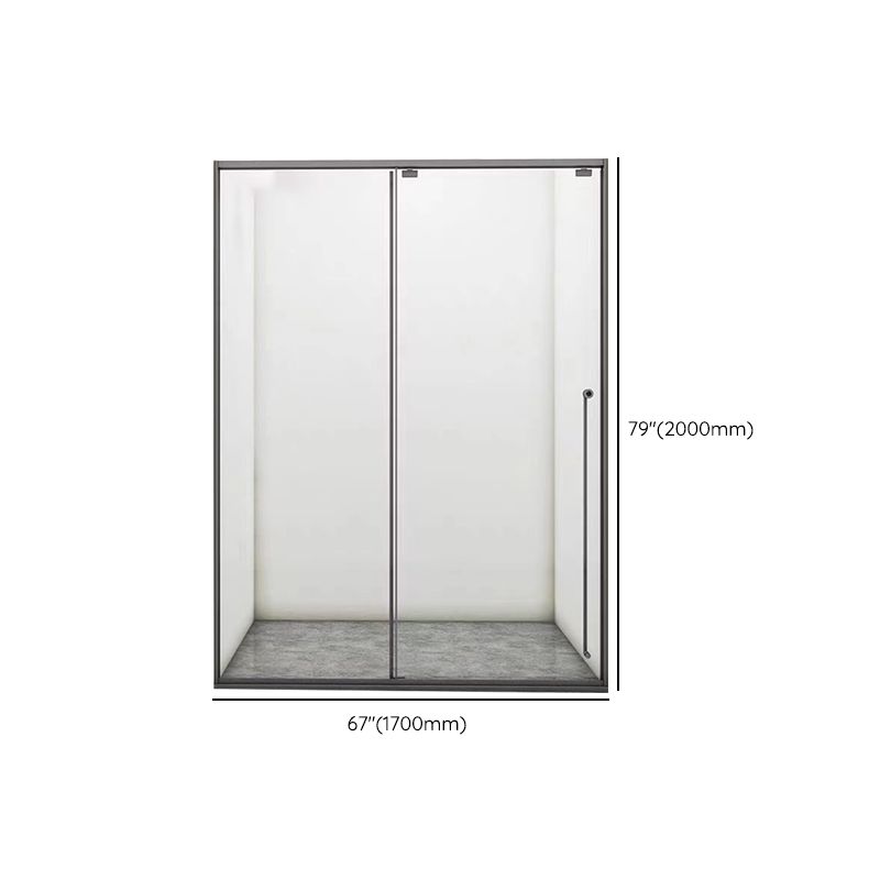 Single Sliding Gray Semi Frameless Shower Door Clear Shower Bath Door Clearhalo 'Bathroom Remodel & Bathroom Fixtures' 'Home Improvement' 'home_improvement' 'home_improvement_shower_tub_doors' 'Shower and Tub Doors' 'shower_tub_doors' 'Showers & Bathtubs' 1200x1200_fe23190f-4409-4970-a7cf-9aea7afe566b
