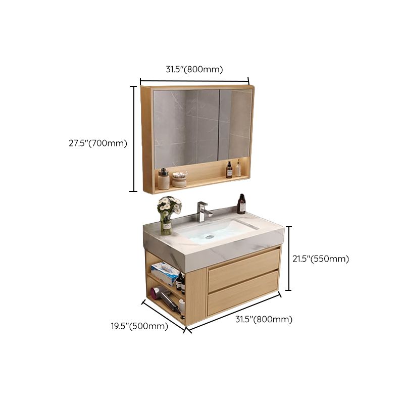 Gorgeous Sink Vanity Wood Wall-Mounted Mirror Cabinet Vanity Cabinet with Storage Shelving Clearhalo 'Bathroom Remodel & Bathroom Fixtures' 'Bathroom Vanities' 'bathroom_vanities' 'Home Improvement' 'home_improvement' 'home_improvement_bathroom_vanities' 1200x1200_fe238eb7-1cda-4237-99d1-6872c26d96f6