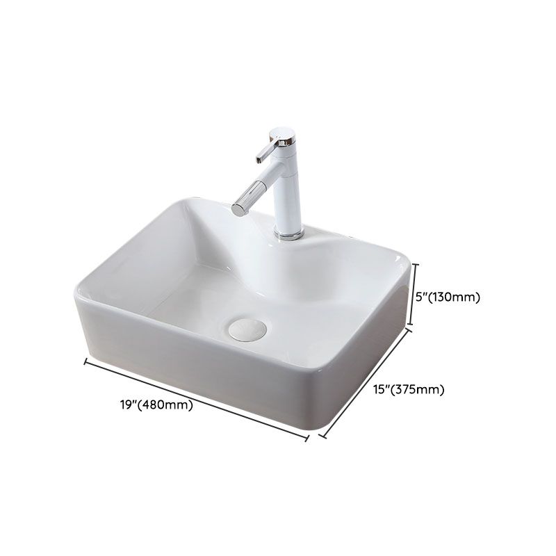 Modern Vessel Bathroom Sink Rectangular Porcelain Drain Vessel Sink(Not Included Faucet) Clearhalo 'Bathroom Remodel & Bathroom Fixtures' 'Bathroom Sinks & Faucet Components' 'Bathroom Sinks' 'bathroom_sink' 'Home Improvement' 'home_improvement' 'home_improvement_bathroom_sink' 1200x1200_fe332991-de46-41c5-b5f3-3e65b7940f4e