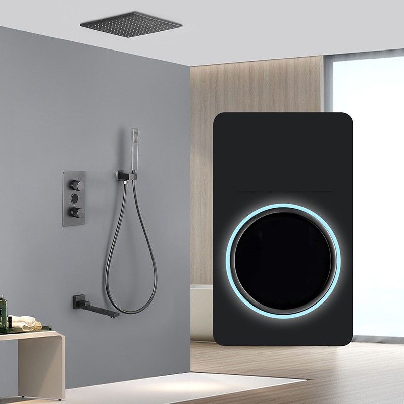 Copper Shower Set Rain Shower Head Square Ceiling-Mounted Shower System with Handshower Clearhalo 'Bathroom Remodel & Bathroom Fixtures' 'Home Improvement' 'home_improvement' 'home_improvement_shower_faucets' 'Shower Faucets & Systems' 'shower_faucets' 'Showers & Bathtubs Plumbing' 'Showers & Bathtubs' 1200x1200_fe37efa7-a373-4471-b99d-1f235e86eddc