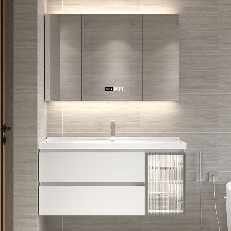 Wood Frame Bath Vanity Door Wall-Mounted Single Sink Mirror Rectangular White Vanity Clearhalo 'Bathroom Remodel & Bathroom Fixtures' 'Bathroom Vanities' 'bathroom_vanities' 'Home Improvement' 'home_improvement' 'home_improvement_bathroom_vanities' 1200x1200_fe44ee70-84d4-4cc7-abd0-cdc45b1a96a2