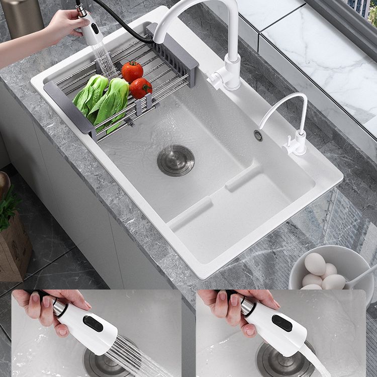 Modern Style Kitchen Sink Quartz Kitchen Sink with Basket Strainer Clearhalo 'Home Improvement' 'home_improvement' 'home_improvement_kitchen_sinks' 'Kitchen Remodel & Kitchen Fixtures' 'Kitchen Sinks & Faucet Components' 'Kitchen Sinks' 'kitchen_sinks' 1200x1200_fe494f89-6d9c-4720-a7d7-508ed4eba63b