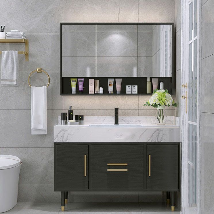 Double Sink Vanity Set 2 Doors Rectangle Freestanding Metal Frame Vanity with Mirror Clearhalo 'Bathroom Remodel & Bathroom Fixtures' 'Bathroom Vanities' 'bathroom_vanities' 'Home Improvement' 'home_improvement' 'home_improvement_bathroom_vanities' 1200x1200_fe5eca06-e25d-492a-8584-59eee631f7ab