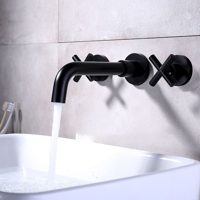 Modern Circular Bathroom Sink Faucet with 2 Handles Wall Mounted Bathroom Faucet Clearhalo 'Bathroom Remodel & Bathroom Fixtures' 'Bathroom Sink Faucets' 'Bathroom Sinks & Faucet Components' 'bathroom_sink_faucets' 'Home Improvement' 'home_improvement' 'home_improvement_bathroom_sink_faucets' 1200x1200_fe61ccab-cb51-43ad-8478-7c4c05d78db0