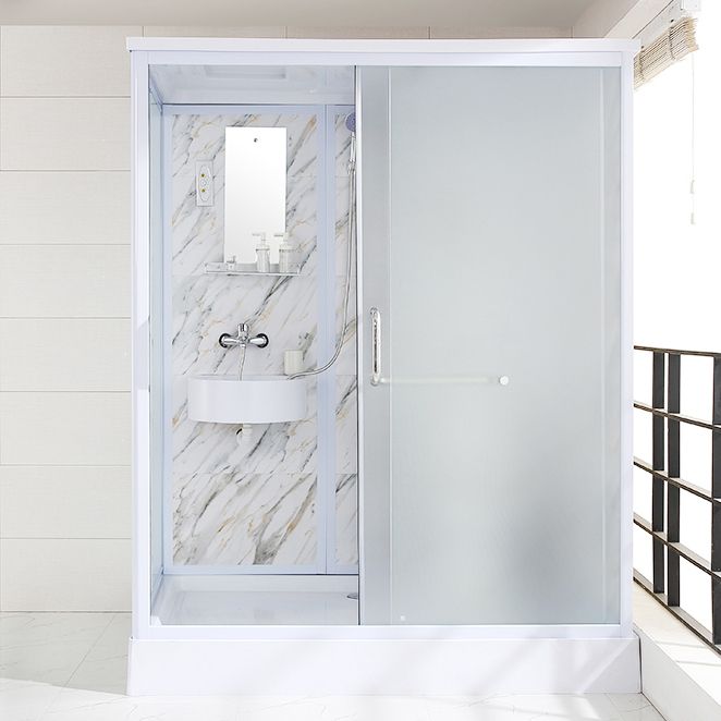 Rectangle Tempered Glass Shower Enclosure White Framed Shower Stall Clearhalo 'Bathroom Remodel & Bathroom Fixtures' 'Home Improvement' 'home_improvement' 'home_improvement_shower_stalls_enclosures' 'Shower Stalls & Enclosures' 'shower_stalls_enclosures' 'Showers & Bathtubs' 1200x1200_fe6b5716-9d69-42ac-91b0-2710f8794dd6