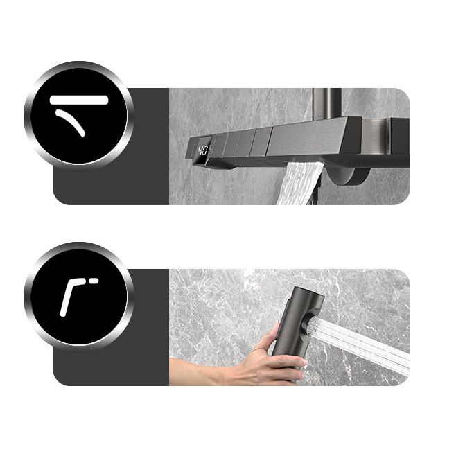 Wall Mounted Modern Square Metal Shower Brass Shower Head Shower Faucet in Gray Clearhalo 'Bathroom Remodel & Bathroom Fixtures' 'Home Improvement' 'home_improvement' 'home_improvement_shower_faucets' 'Shower Faucets & Systems' 'shower_faucets' 'Showers & Bathtubs Plumbing' 'Showers & Bathtubs' 1200x1200_fe82e0b3-1511-413a-9eb4-f314b8f59c84