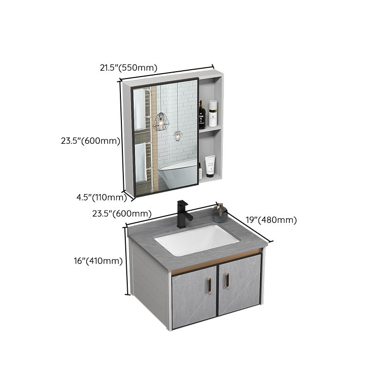 Single Bathroom Vanity Glam Gray Metal Frame Rectangular Wall Mount Vanity Set Clearhalo 'Bathroom Remodel & Bathroom Fixtures' 'Bathroom Vanities' 'bathroom_vanities' 'Home Improvement' 'home_improvement' 'home_improvement_bathroom_vanities' 1200x1200_fe83e3f5-ace0-48e8-bc8f-f99a263e96a0