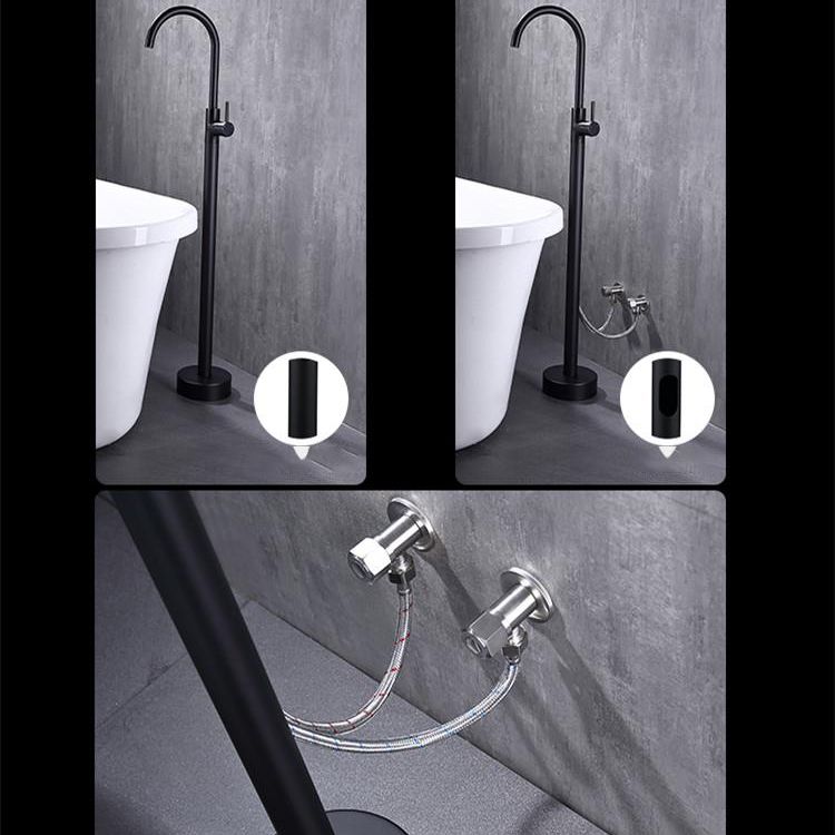 Modern Floor Mounted High Arc Freestanding Tub Filler Metal Freestanding Tub Filler Trim Clearhalo 'Bathroom Remodel & Bathroom Fixtures' 'Bathtub Faucets' 'bathtub_faucets' 'Home Improvement' 'home_improvement' 'home_improvement_bathtub_faucets' 1200x1200_fea52ef9-6ede-46f9-8e38-4642f14cefbb
