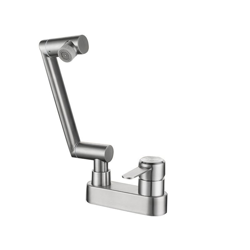 2 Holes Sink Faucet Swivel Stainless Steel Single Lever Handle Centerset Faucet Clearhalo 'Bathroom Remodel & Bathroom Fixtures' 'Bathroom Sink Faucets' 'Bathroom Sinks & Faucet Components' 'bathroom_sink_faucets' 'Home Improvement' 'home_improvement' 'home_improvement_bathroom_sink_faucets' 1200x1200_fec6e5d6-b4b1-429d-b042-6e43799cbe63