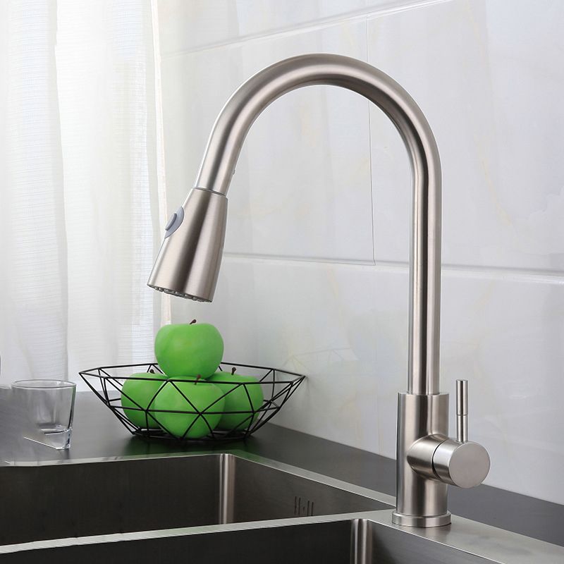 Modern Style Kitchen Faucet 304 Stainless Steel Single Handle High Arc Kitchen Faucet Clearhalo 'Home Improvement' 'home_improvement' 'home_improvement_kitchen_faucets' 'Kitchen Faucets' 'Kitchen Remodel & Kitchen Fixtures' 'Kitchen Sinks & Faucet Components' 'kitchen_faucets' 1200x1200_fef3be7e-5ea2-4aa4-b56d-3b66dde5ee86