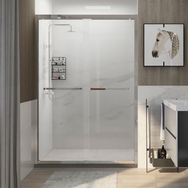 Modern Double Sliding Shower Door Frame Clear Metal Shower Bath Door Clearhalo 'Bathroom Remodel & Bathroom Fixtures' 'Home Improvement' 'home_improvement' 'home_improvement_shower_tub_doors' 'Shower and Tub Doors' 'shower_tub_doors' 'Showers & Bathtubs' 1200x1200_ff20f525-c4db-4d0d-b04e-4127446fc8e6