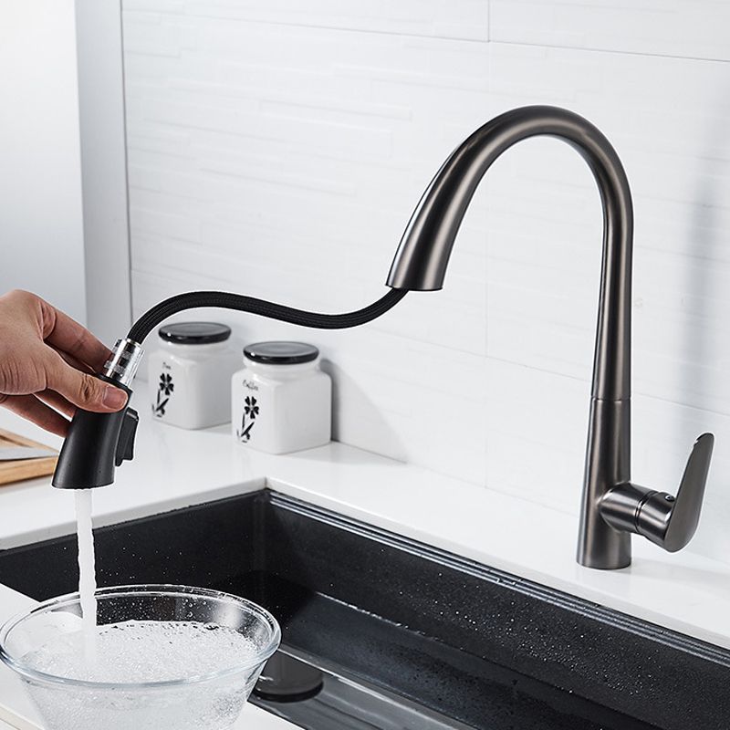 Single Handle Kitchen Faucet Pull Down Faucet with Pull out Sprayer Clearhalo 'Home Improvement' 'home_improvement' 'home_improvement_kitchen_faucets' 'Kitchen Faucets' 'Kitchen Remodel & Kitchen Fixtures' 'Kitchen Sinks & Faucet Components' 'kitchen_faucets' 1200x1200_ff260245-7edb-4012-b378-f3a6b336d881
