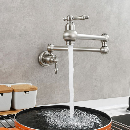 Modern Double Handles One Handle Wall Mounted Pot Filler Low Arc Profile Filler Clearhalo 'Home Improvement' 'home_improvement' 'home_improvement_kitchen_faucets' 'Kitchen Faucets' 'Kitchen Remodel & Kitchen Fixtures' 'Kitchen Sinks & Faucet Components' 'kitchen_faucets' 1200x1200_ff26c560-3321-4c61-bc77-68895f29000b