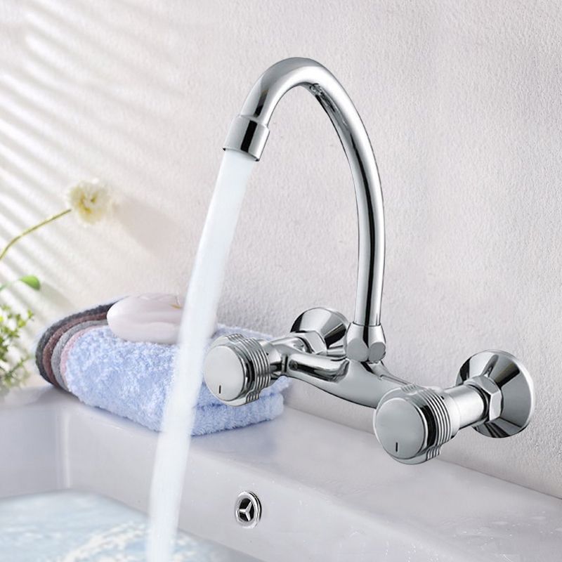 Contemporary Single Handle Kitchen Faucet Wall Mounted Bar Faucet in Chrome Clearhalo 'Home Improvement' 'home_improvement' 'home_improvement_kitchen_faucets' 'Kitchen Faucets' 'Kitchen Remodel & Kitchen Fixtures' 'Kitchen Sinks & Faucet Components' 'kitchen_faucets' 1200x1200_ff459cc2-9429-482d-88cd-c9e2ab31121e