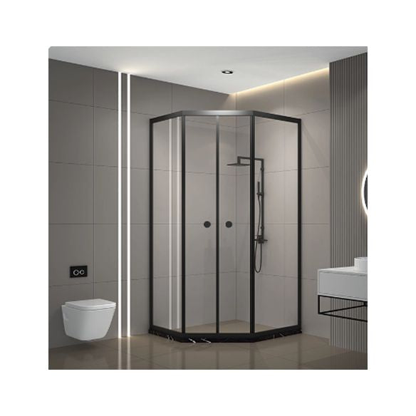 Neo-Angle Clear Tempered Shower Enclosure Framed Double Sliding Shower Kit Clearhalo 'Bathroom Remodel & Bathroom Fixtures' 'Home Improvement' 'home_improvement' 'home_improvement_shower_stalls_enclosures' 'Shower Stalls & Enclosures' 'shower_stalls_enclosures' 'Showers & Bathtubs' 1200x1200_ff488cbb-0d4d-4945-ae36-bd1180bd48cc