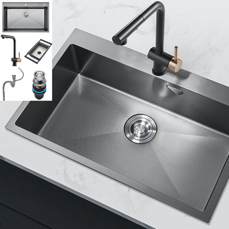 Contemporary Style Kitchen Sink Stainless Steel Kitchen Sink with Basket Strainer Clearhalo 'Home Improvement' 'home_improvement' 'home_improvement_kitchen_sinks' 'Kitchen Remodel & Kitchen Fixtures' 'Kitchen Sinks & Faucet Components' 'Kitchen Sinks' 'kitchen_sinks' 1200x1200_ff52b842-0df8-4371-a6cc-5d047ef1dbca
