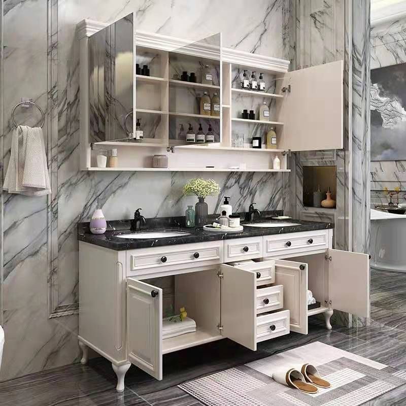 Traditional Bathroom Vanity Set Wood Mirror and Faucet Included Freestanding Bath Vanity Clearhalo 'Bathroom Remodel & Bathroom Fixtures' 'Bathroom Vanities' 'bathroom_vanities' 'Home Improvement' 'home_improvement' 'home_improvement_bathroom_vanities' 1200x1200_ff53c93e-9bfb-4458-ba37-5c9572befee2