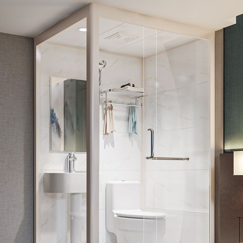 Rectangular Sliding Shower Enclosure Full Frame Shower Enclosure with Tempered Glass Clearhalo 'Bathroom Remodel & Bathroom Fixtures' 'Home Improvement' 'home_improvement' 'home_improvement_shower_stalls_enclosures' 'Shower Stalls & Enclosures' 'shower_stalls_enclosures' 'Showers & Bathtubs' 1200x1200_ff713796-8123-470b-a182-a40ec12fad8d