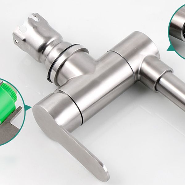 Modern Bar Faucet 1-Handle in Silver Kitchen Faucet with Supply Lines Clearhalo 'Home Improvement' 'home_improvement' 'home_improvement_kitchen_faucets' 'Kitchen Faucets' 'Kitchen Remodel & Kitchen Fixtures' 'Kitchen Sinks & Faucet Components' 'kitchen_faucets' 1200x1200_ff7a3b57-dd93-443d-9ee6-554863ab62ba