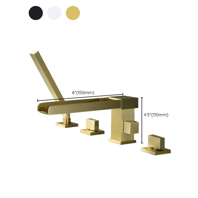 Modern Deck Mounted Copper Roman Tub Faucet Low Arc Tub Faucet Set Clearhalo 'Bathroom Remodel & Bathroom Fixtures' 'Bathtub Faucets' 'bathtub_faucets' 'Home Improvement' 'home_improvement' 'home_improvement_bathtub_faucets' 1200x1200_ffa24779-462b-467e-aaaf-a1ff0246d298