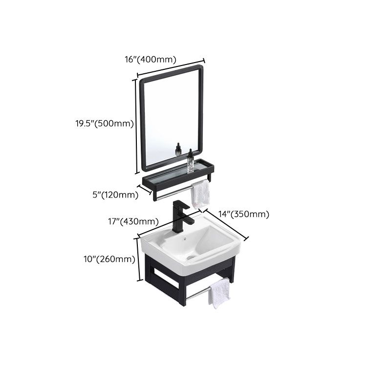 Wall Mount Metal Modern Sink Vanity with Sink for Bathroom in Black Clearhalo 'Bathroom Remodel & Bathroom Fixtures' 'Bathroom Vanities' 'bathroom_vanities' 'Home Improvement' 'home_improvement' 'home_improvement_bathroom_vanities' 1200x1200_ffbbef26-9eee-4734-8b5e-376829f276c2