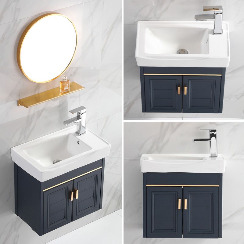 Glam Single Bath Vanity Metal Frame Wall Mount Blue Sink Vanity Clearhalo 'Bathroom Remodel & Bathroom Fixtures' 'Bathroom Vanities' 'bathroom_vanities' 'Home Improvement' 'home_improvement' 'home_improvement_bathroom_vanities' 1200x1200_ffc4980f-56c6-4918-8bfe-4fe08632e040