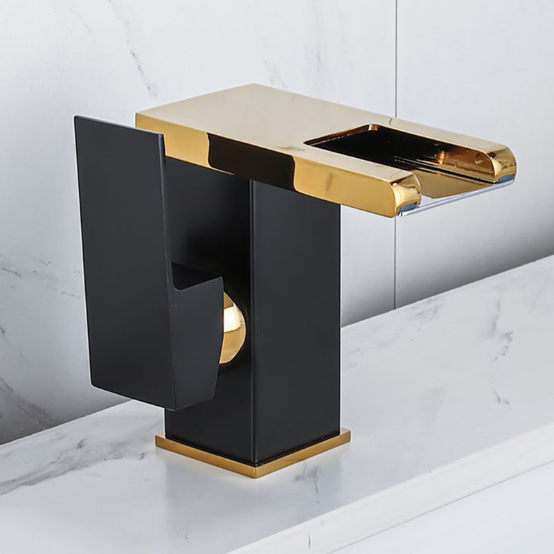 Waterfall Spout Vessel Sink Faucet Square Lever Handle with LED Three-Color Light Clearhalo 'Bathroom Remodel & Bathroom Fixtures' 'Bathroom Sink Faucets' 'Bathroom Sinks & Faucet Components' 'bathroom_sink_faucets' 'Home Improvement' 'home_improvement' 'home_improvement_bathroom_sink_faucets' 1200x1200_ffeaf44d-8835-4700-8879-646dae406d3c