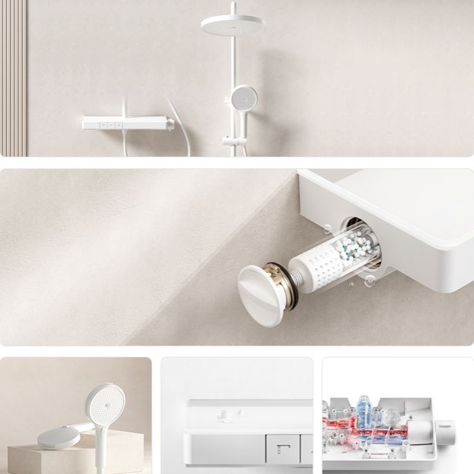 Shower System 4-Jet Rain Round Handheld Shower Head Wall Mounted Shower Trim Clearhalo 'Bathroom Remodel & Bathroom Fixtures' 'Home Improvement' 'home_improvement' 'home_improvement_shower_faucets' 'Shower Faucets & Systems' 'shower_faucets' 'Showers & Bathtubs Plumbing' 'Showers & Bathtubs' 1200x1200_fff12d14-e1de-43d9-847f-c29b52b910b6