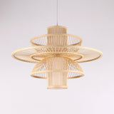 Lotus-Shaped Pendant Lamp Asian Style Bamboo 16"/19.5" W 1 Light Black/Beige Hanging Lighting for Restaurant Clearhalo 'Ceiling Lights' 'Pendant Lights' 'Pendants' Lighting' 120274