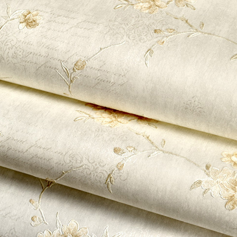 Rust Pastel Color Vinyl Wallpaper Embroidery Plum Blossom Unpasted Wall Decor for Accent Wall Clearhalo 'Country wall decor' 'Rustic' 'Wallpaper' Wall Decor' 1202766