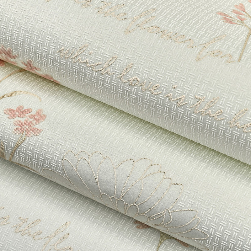Non-Woven Fabric Wall Covering Blooming Flower Textured Wallpaper Roll in Soft Color Clearhalo 'Country wall decor' 'Rustic' 'Wallpaper' Wall Decor' 1202794