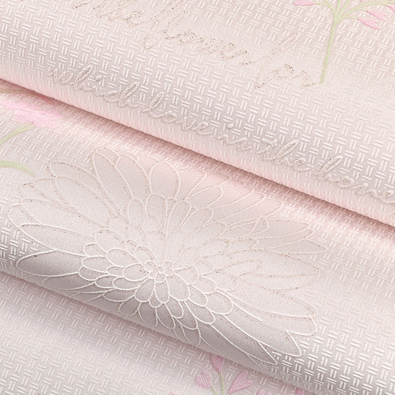 Non-Woven Fabric Wall Covering Blooming Flower Textured Wallpaper Roll in Soft Color Light Pink Clearhalo 'Country wall decor' 'Rustic' 'Wallpaper' Wall Decor' 1202799