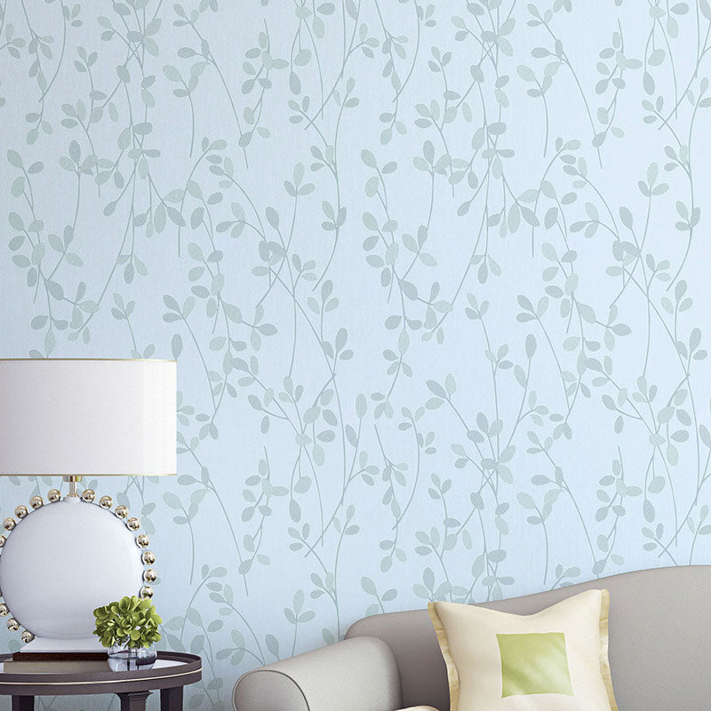 Wall Covering Rustic Leaf Girly Soft Color Wallpaper Roll for Accent Wall, Non-Pasted Sky Blue Clearhalo 'Country wall decor' 'Rustic' 'Wallpaper' Wall Decor' 1202959
