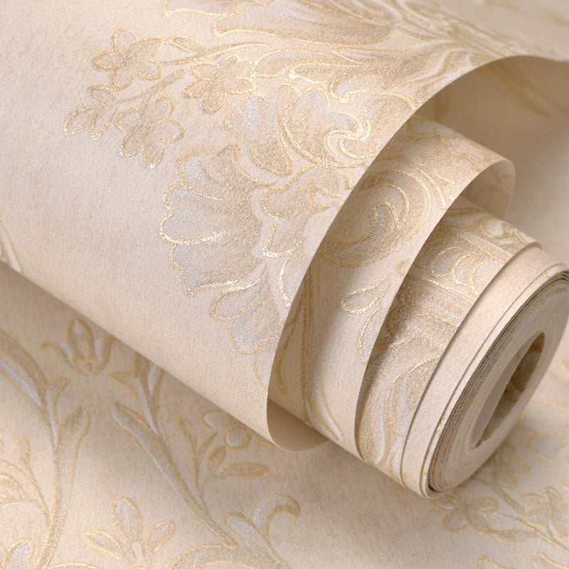 Non-Woven Wall Covering Medallion Flower Embossed Wallpaper Roll for Living Room Clearhalo 'Vintage wall decor' 'Vintage' 'Wallpaper' Wall Decor' 1202985