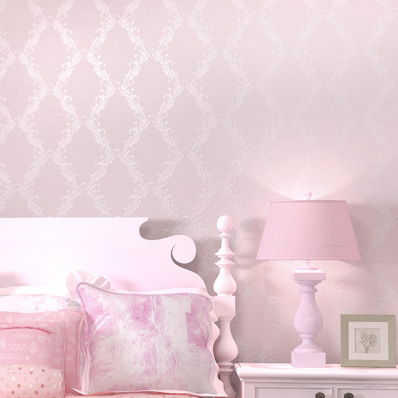 Flower Light-Color Wall Art Trellis Pattern Moisture Resistant Wallpaper Roll for Accent Wall Pink Clearhalo 'Vintage wall decor' 'Vintage' 'Wallpaper' Wall Decor' 1203008