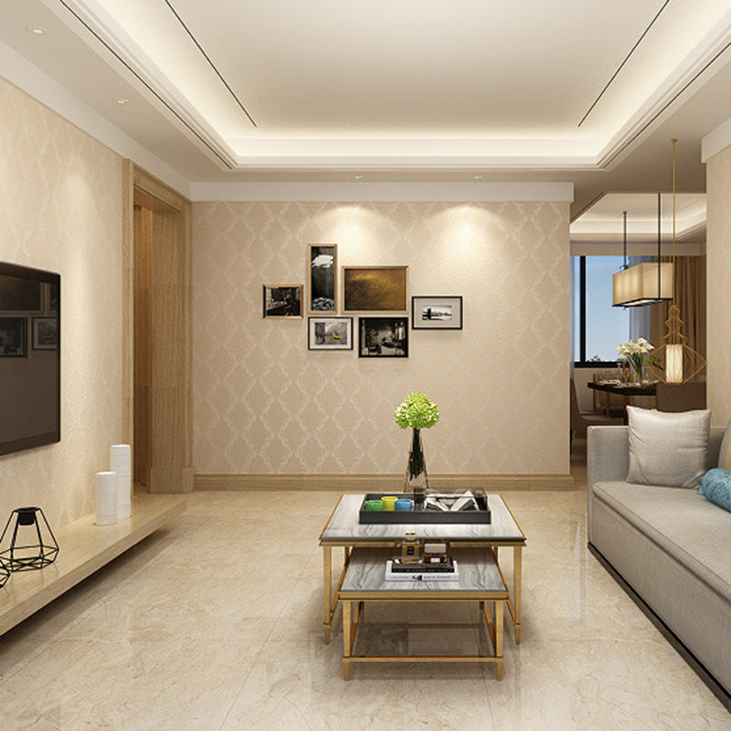 Flower Light-Color Wall Art Trellis Pattern Moisture Resistant Wallpaper Roll for Accent Wall Beige Clearhalo 'Vintage wall decor' 'Vintage' 'Wallpaper' Wall Decor' 1203011