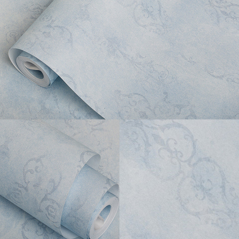 Smooth Paper Wallpaper Roll Vintage Washable Scroll Patterned Wall Decor, 54.2 sq ft Light Blue Clearhalo 'Vintage wall decor' 'Vintage' 'Wallpaper' Wall Decor' 1203038