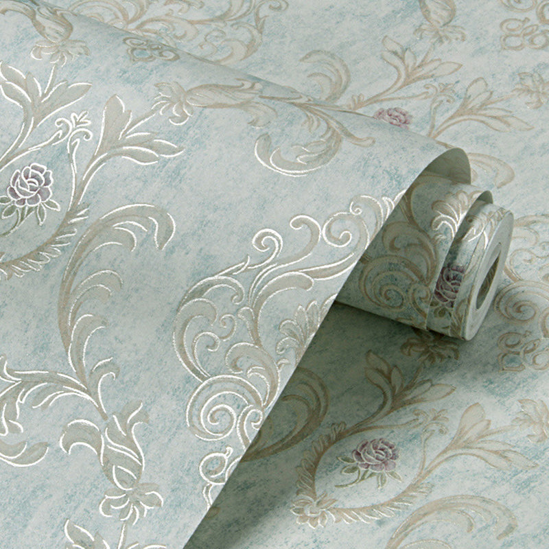 Nostalgic 57.1-sq ft Wallpaper Damask Washable Wall Covering in Light Color for Bedroom Clearhalo 'Vintage wall decor' 'Vintage' 'Wallpaper' Wall Decor' 1203055