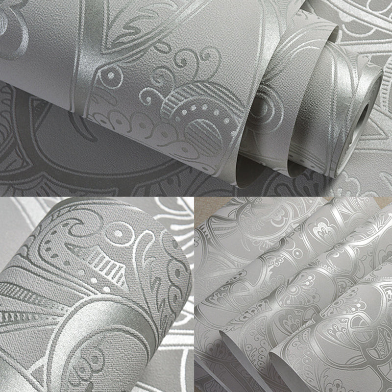 Wallpaper Roll Rose Light Color Contemporary Non-Woven Fabric Wall Covering, 33' L x 20.5" W Silver Gray Clearhalo 'Modern wall decor' 'Modern' 'Wallpaper' Wall Decor' 1203095