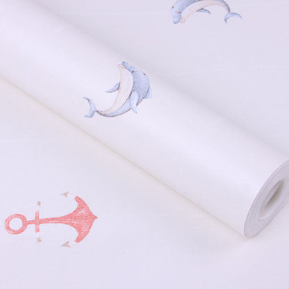 Non-Woven Fabric Wallpaper Anchor and Boat Ocean Smooth Wall Decor for Kids Room Light Yellow Clearhalo 'Wall Decor' 'Wallpaper' 1203220