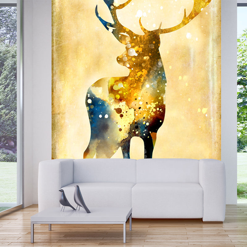 Beige Stag Wall Murals Decal Moisture Resistant Artistry Bedroom Wall Decoration Beige A Clearhalo 'Wall Decor' 'Wall Mural' 1203411