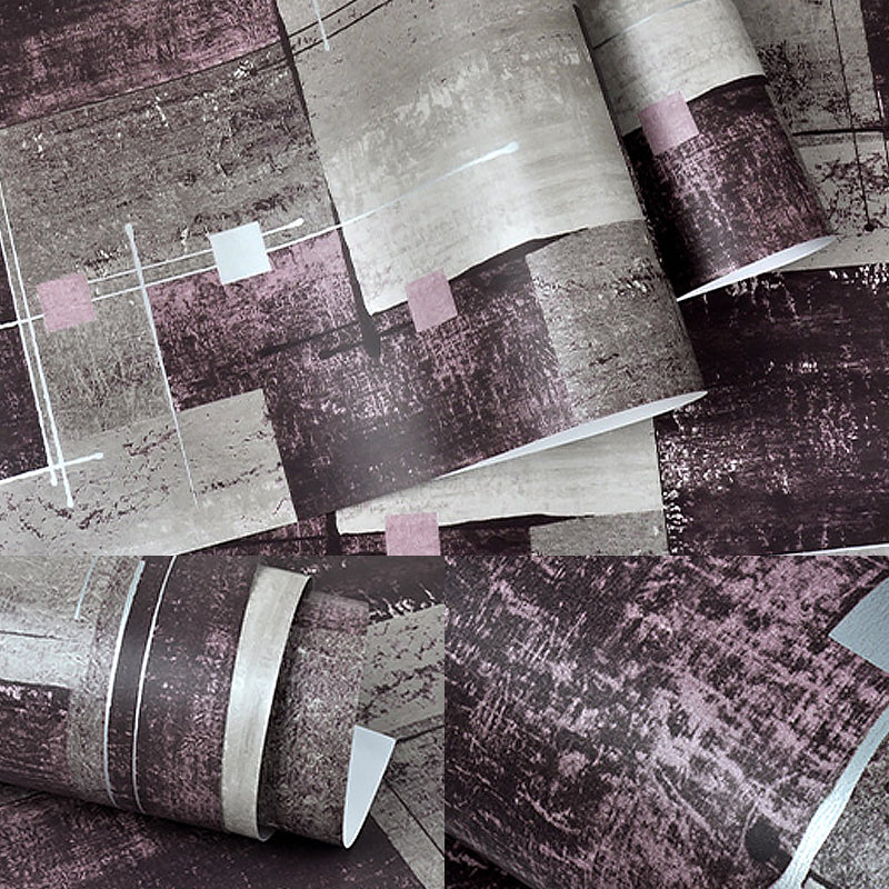 Dark Color Squares Wallpaper Abstract Industrial Moisture Resistant Wall Art for Living Room Clearhalo 'Industrial wall decor' 'Industrial' 'Wallpaper' Wall Decor' 1206055