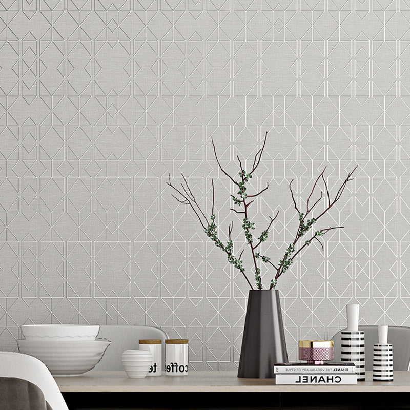 Non-Woven Unpasted Wallpaper Modern Geometric Patterned Wall Covering for Living Room Gray-White Clearhalo 'Modern wall decor' 'Modern' 'Wallpaper' Wall Decor' 1206100