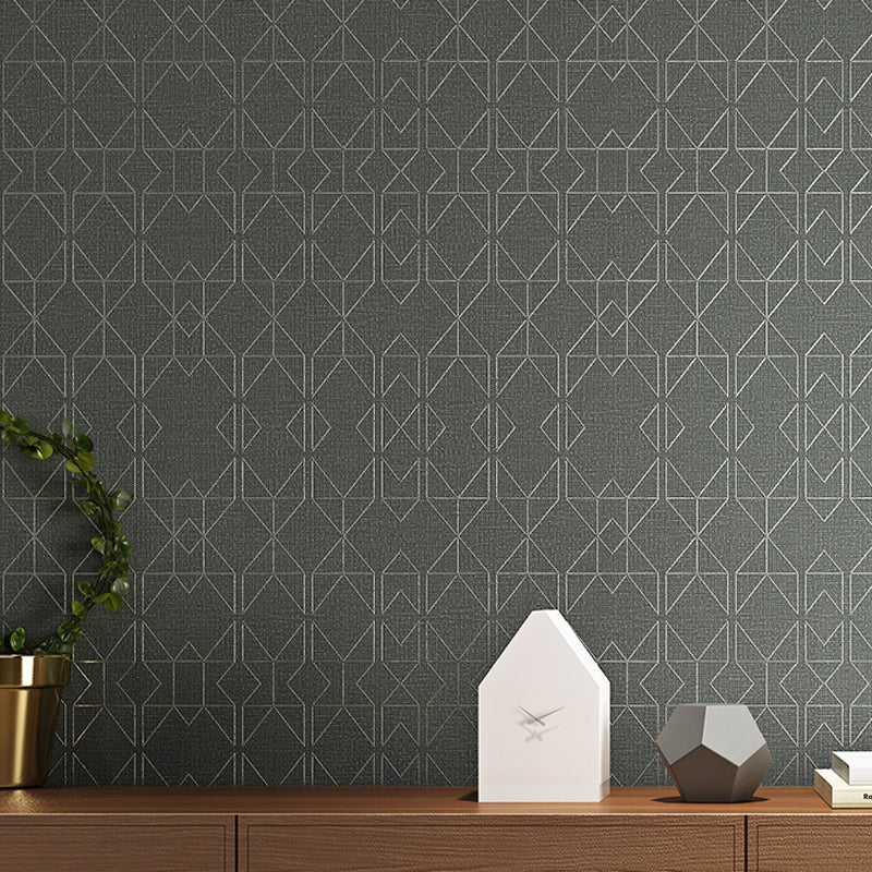 Non-Woven Unpasted Wallpaper Modern Geometric Patterned Wall Covering for Living Room Grey Clearhalo 'Modern wall decor' 'Modern' 'Wallpaper' Wall Decor' 1206105